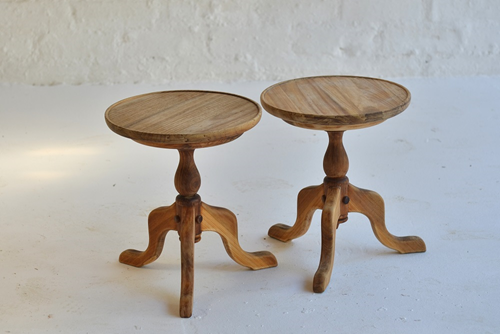 037 E Side tables small- wooden round