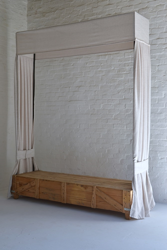 014 Crate seating with steel structure and draping